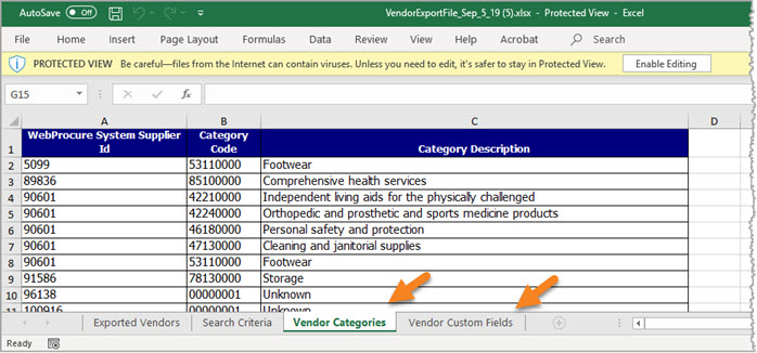 Vendor Custom Fields / Vendor Categories